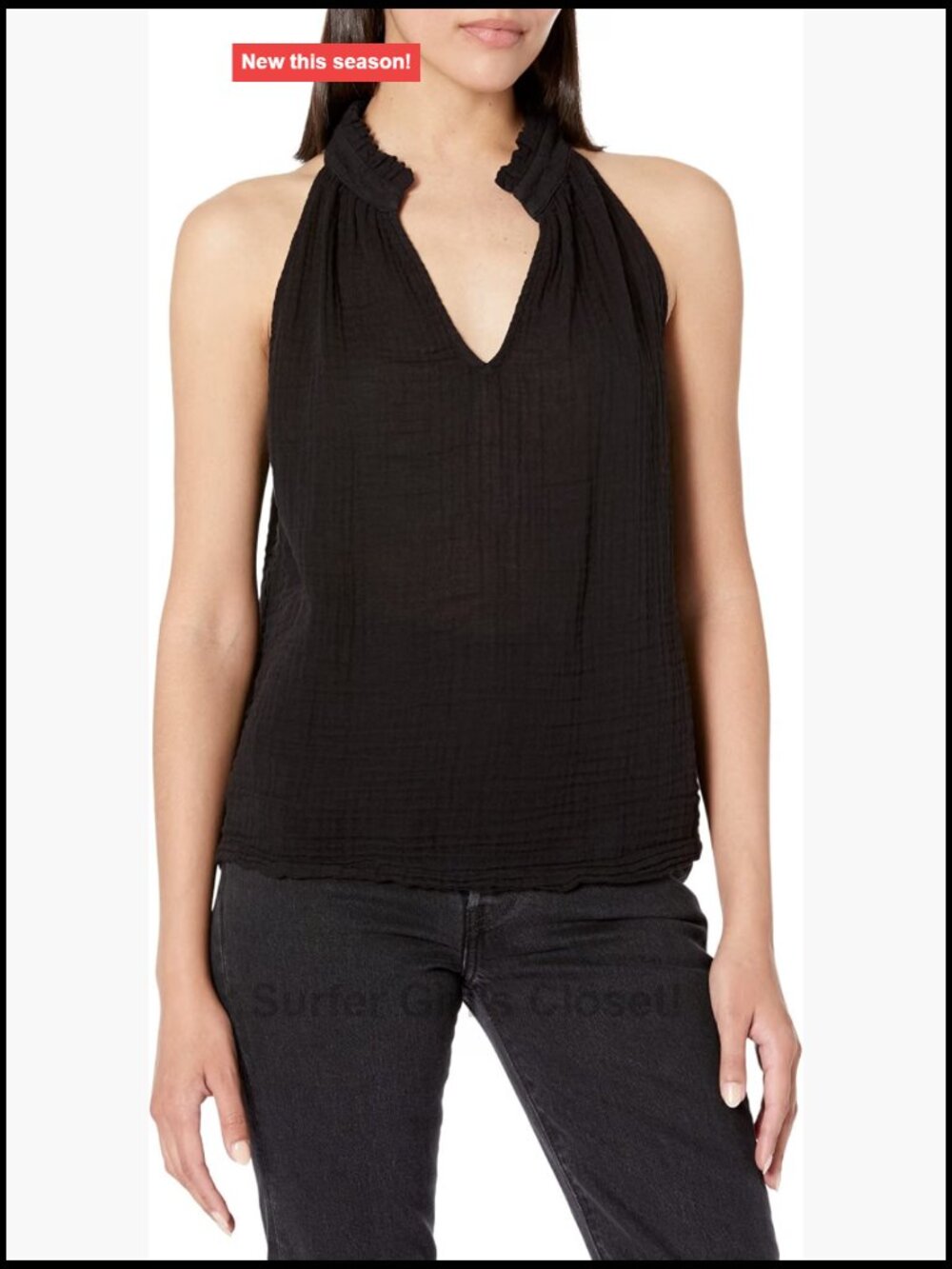 Michael Stars Viola Split-Neck Tank 100% Cotton Sleeveless Yoga Top Size?